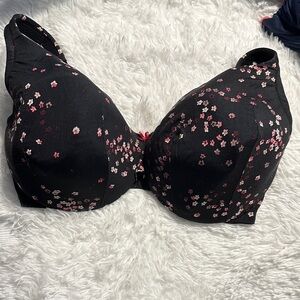 Lane Bryant 40G underwire Floral Black and Pink Women's Bra